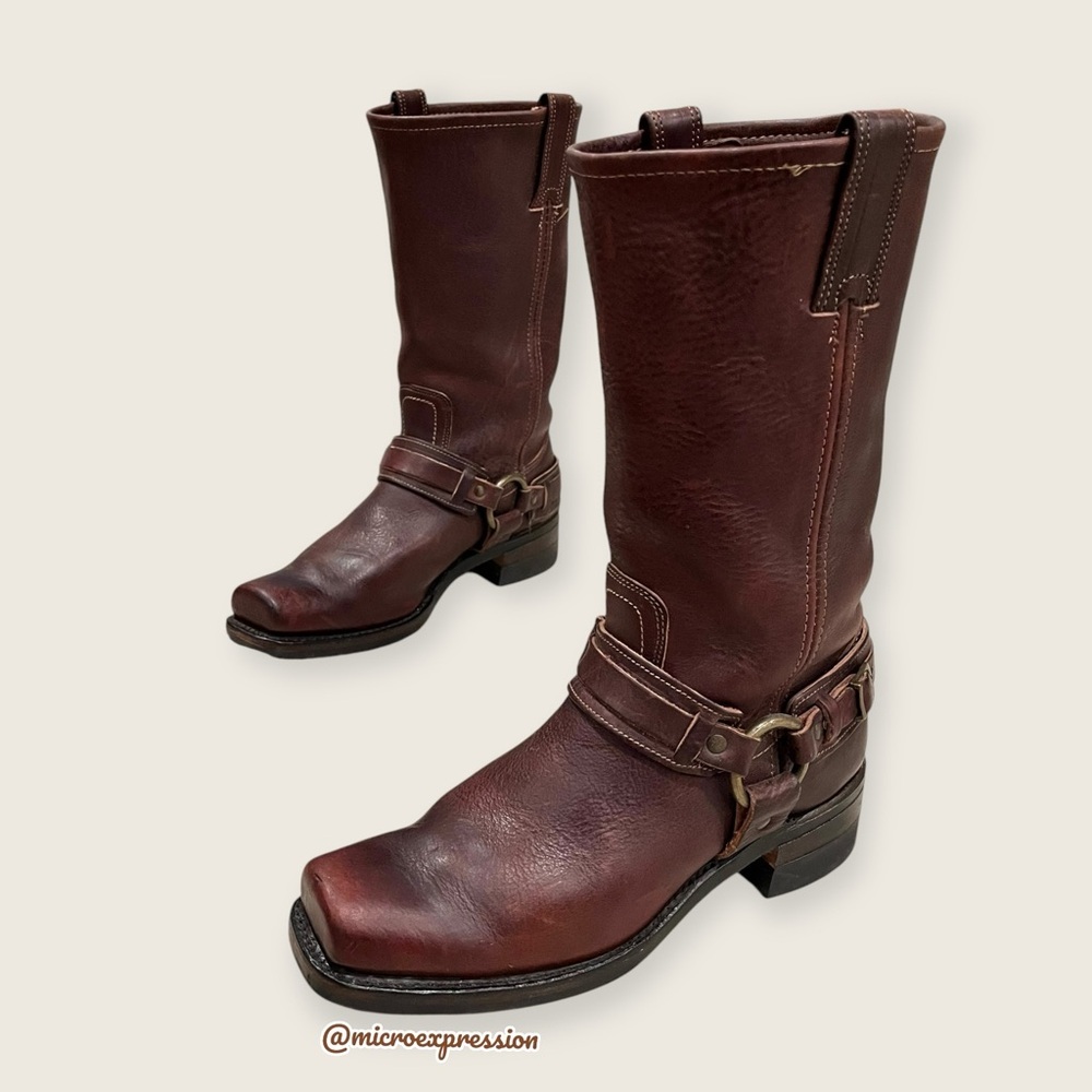 $599 Frye Vintage Harness 12R Brown Leather Cavalry Distressed Motorcycle Boot - Picture 15 of 16